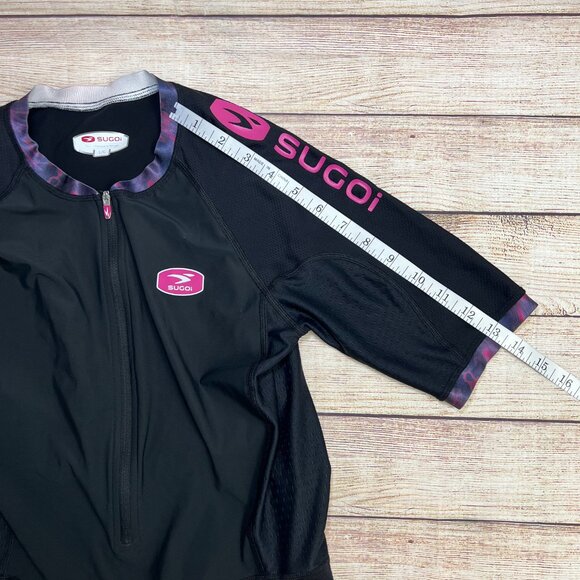 Sugoi Womens Cycling Tri Suit Large Black Pink One Piece Triathlon Padded Shorts - Picture 7 of 16